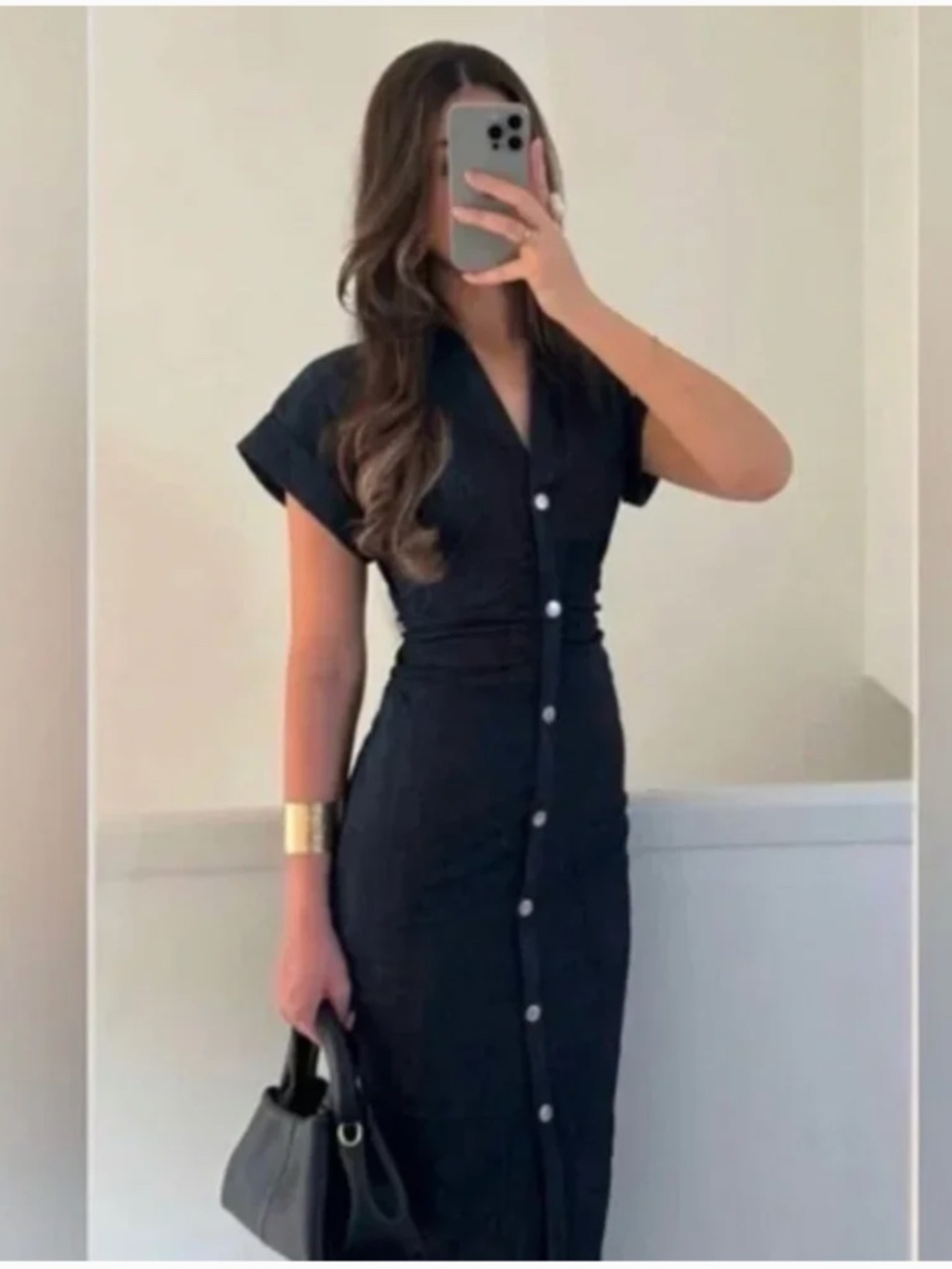 Zara Denim Midi Shirt Dress Button Down - S